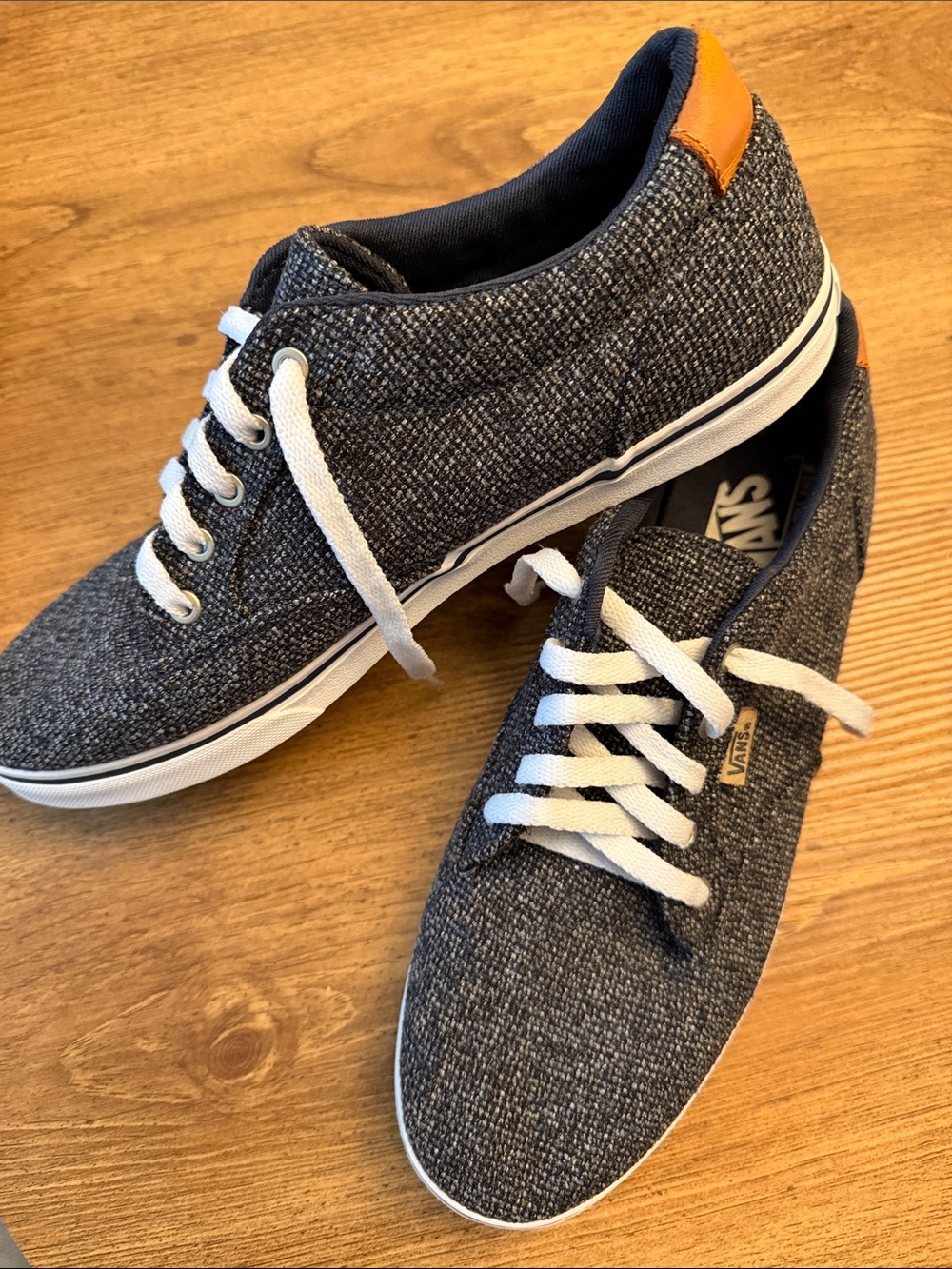 Vans Navy & White Canvas Low-Top Sneakers
